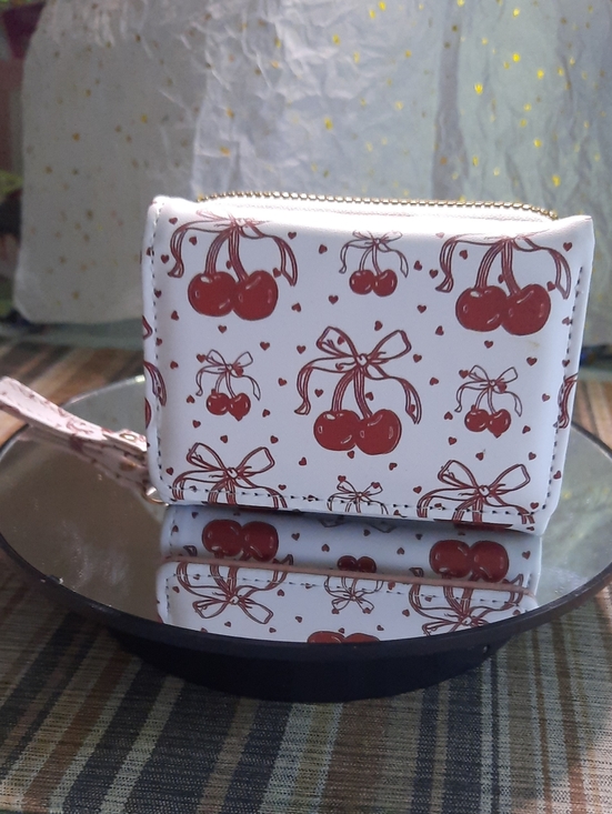 Handbags - White Cherry-Print Wristlet Wallet - Compact Women’s Wallet